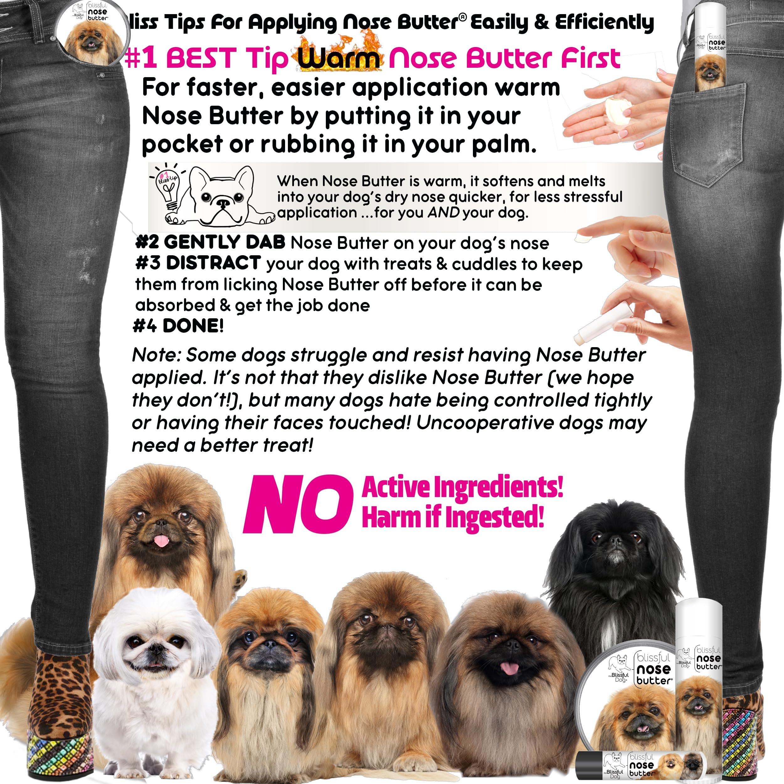 The Blissful Dog Pekingese Unscented Nose Butter - Dog Nose Butter, 0.15 Ounce
